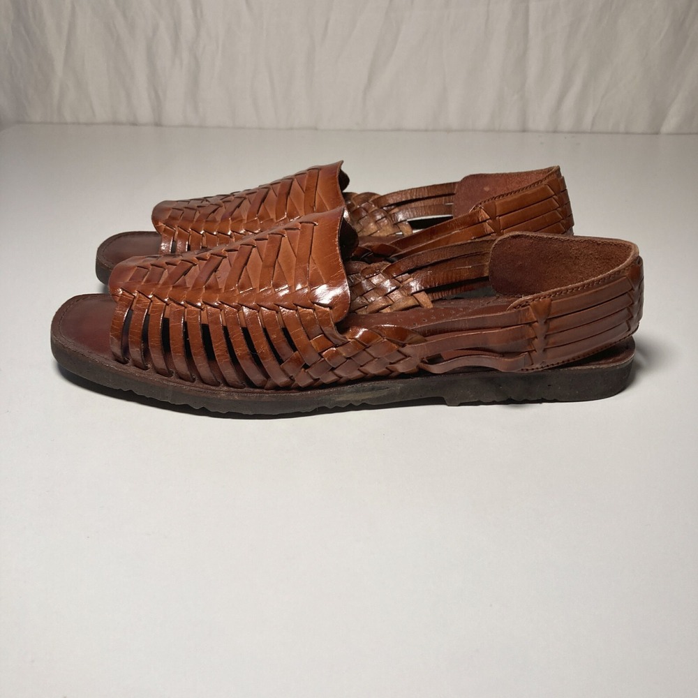 Sunsteps Hand Woven Barclay Huarache Open Toe Brown Leather Sandal Mens 9 - Picture 7 of 13